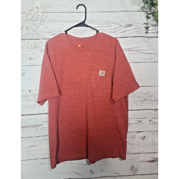 Carhartt K87 Red Workwear Crew Neck Short Sleeve Pocket T-Shirt Men's Size Large - Picture 1 of 5